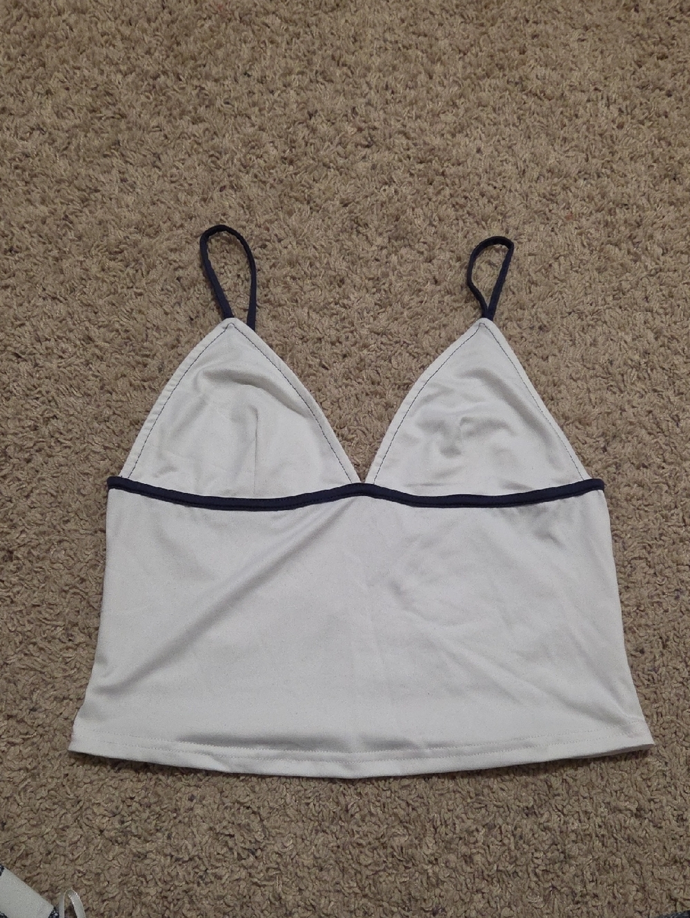 Women’s White Bralette Crop Top with Black Trim